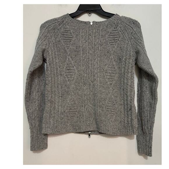 Madewell Palaside Merino Wool Zipper Back Gray Cable Knit Sweater XS - Picture 2 of 7